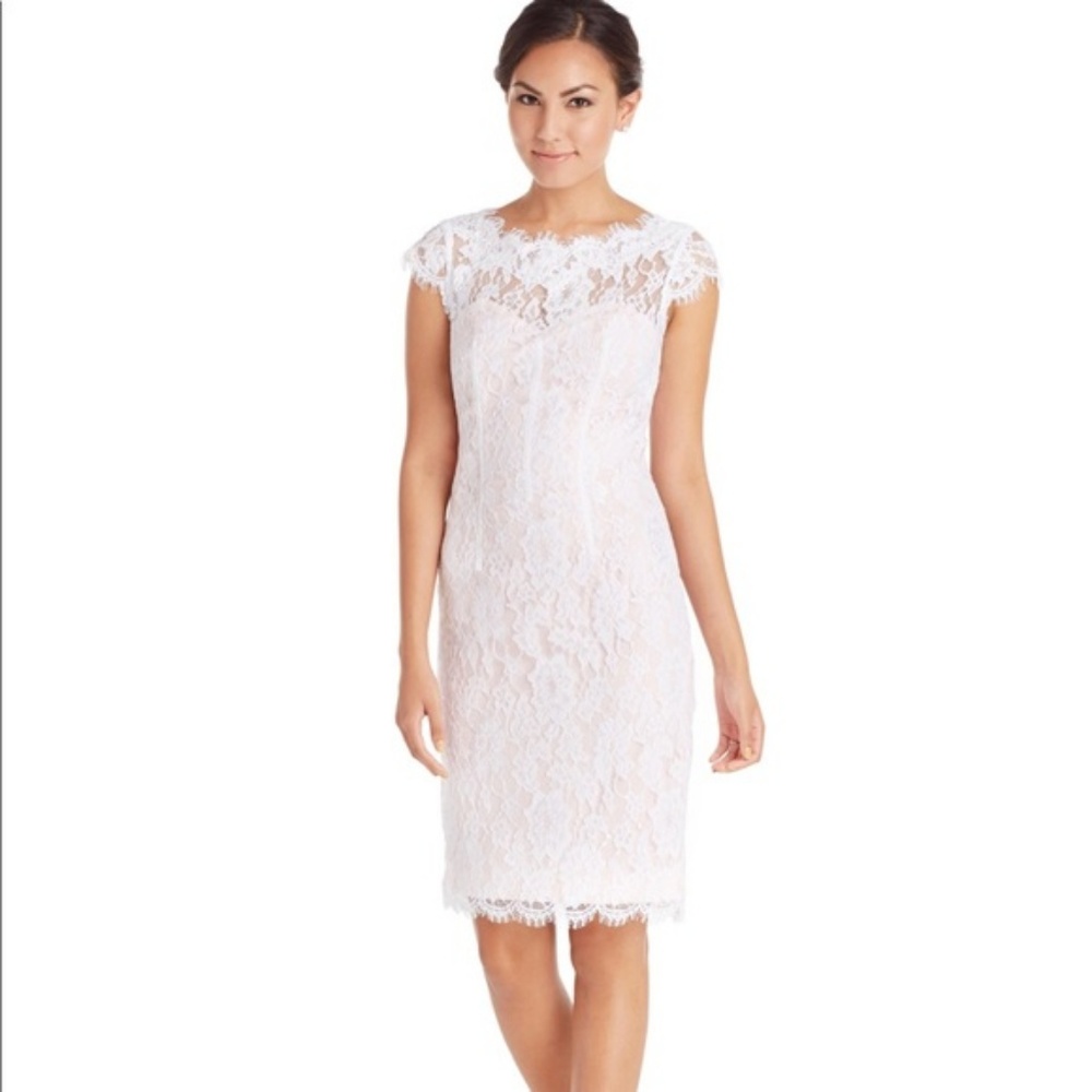 Monique Lhuillier Lace Overlay Sheath Dress